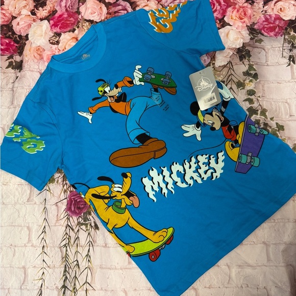 Disney Blue Mickey Mouse Short Sleeve Tee NWT Boys 10-12 - Picture 1 of 7